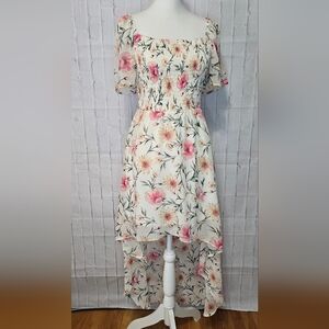 As U Wish Floral Smocked Hi-Low Dress Size M